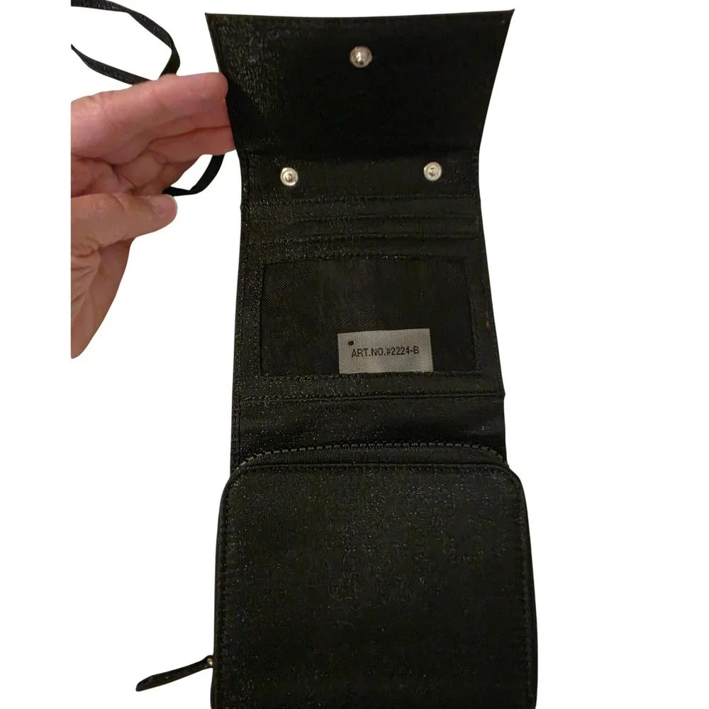 Vintage Kate Spade New York Black Glitter Crossbody Wallet Bag 2224-B  Mini
